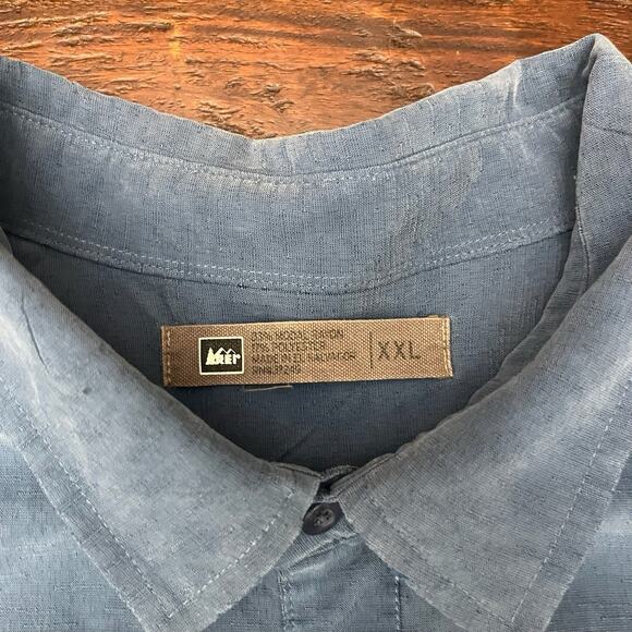 REI Co-op Vintage Blue Button-Up Shirt XXL Modal Rayon Blend Outdoor Casual - Picture 8 of 9